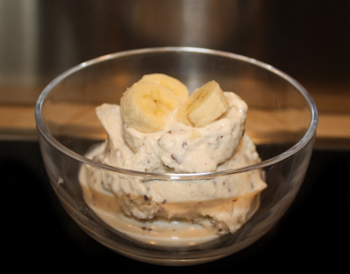 Yogurt helado de banana y stracciatella